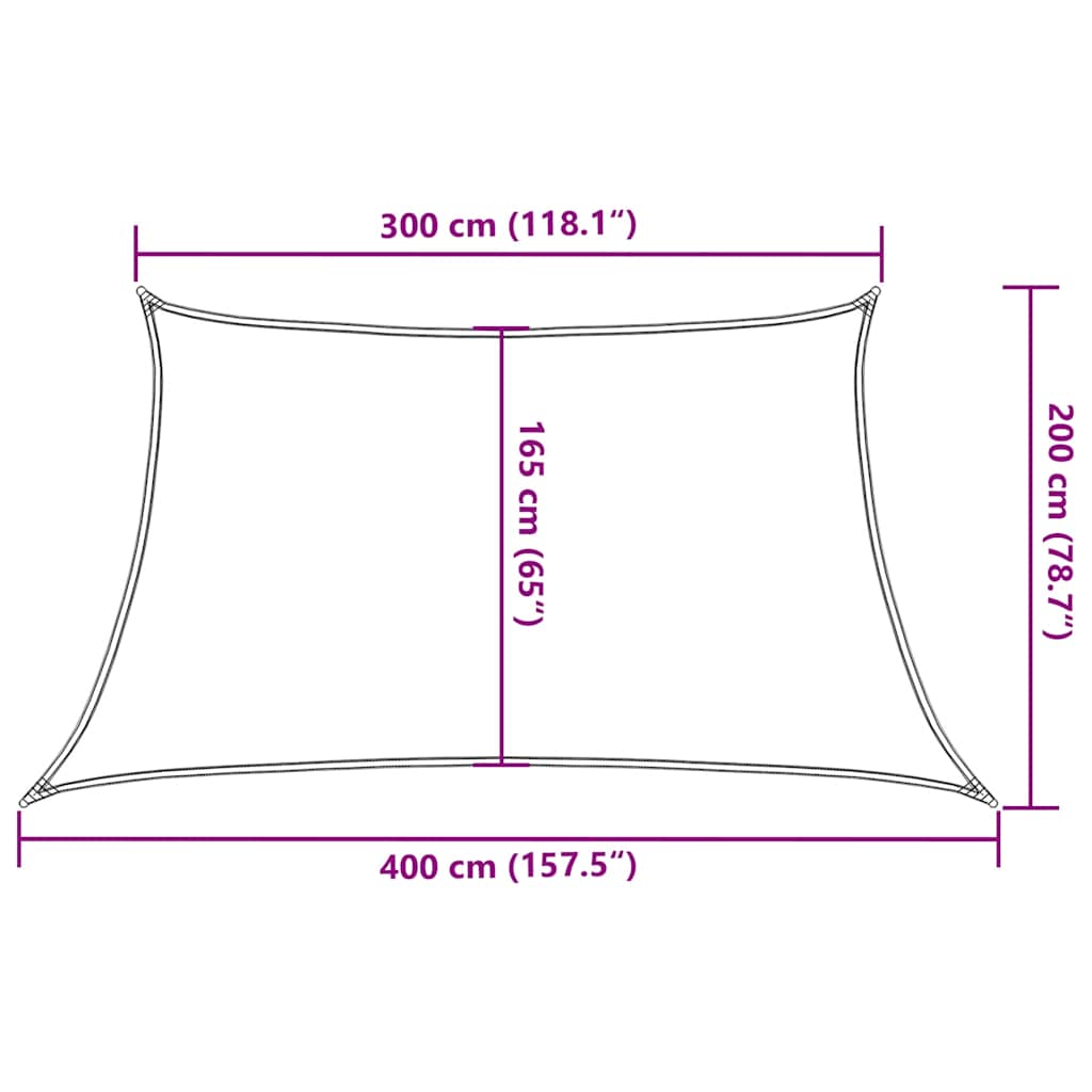 Solseil 160 g/m² trapesformet oransje 3/4x2 m HDPE