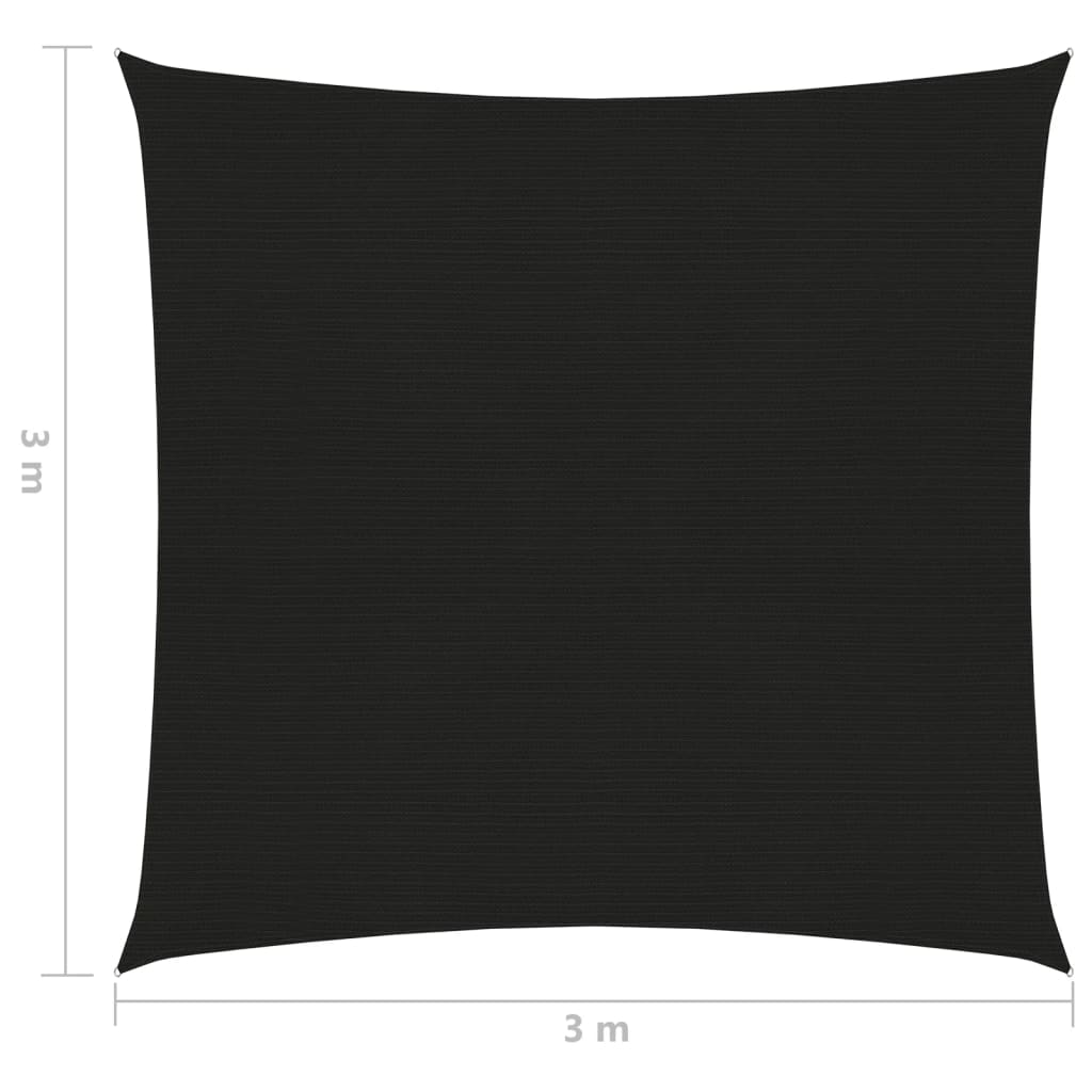 Solseil 160 g/m² svart 3x3 m HDPE