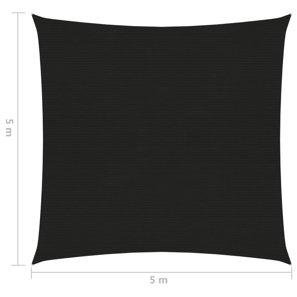 Solseil 160 g/m² svart 5x5 m HDPE