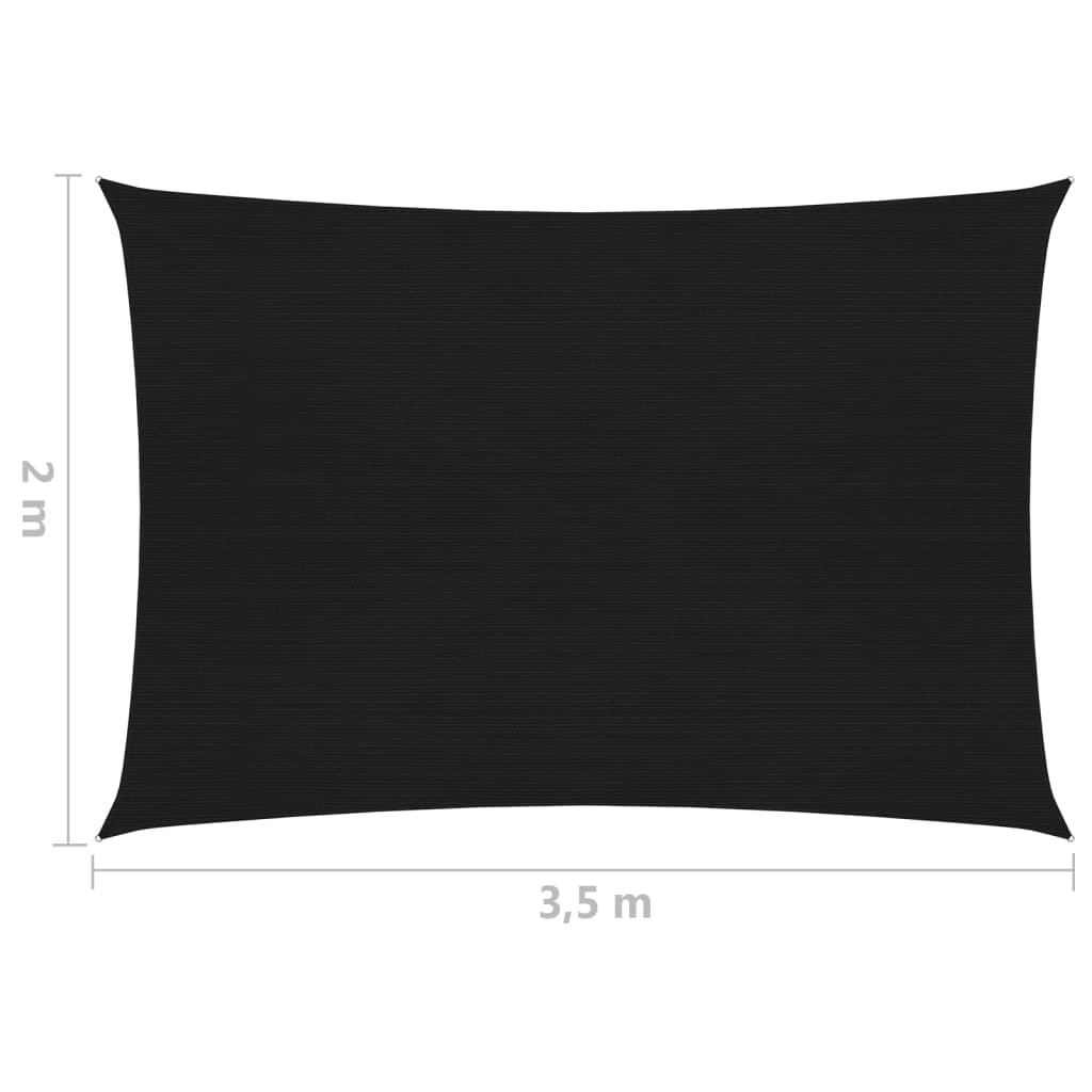 Solseil 160 g/m² svart 2x3,5 m HDPE