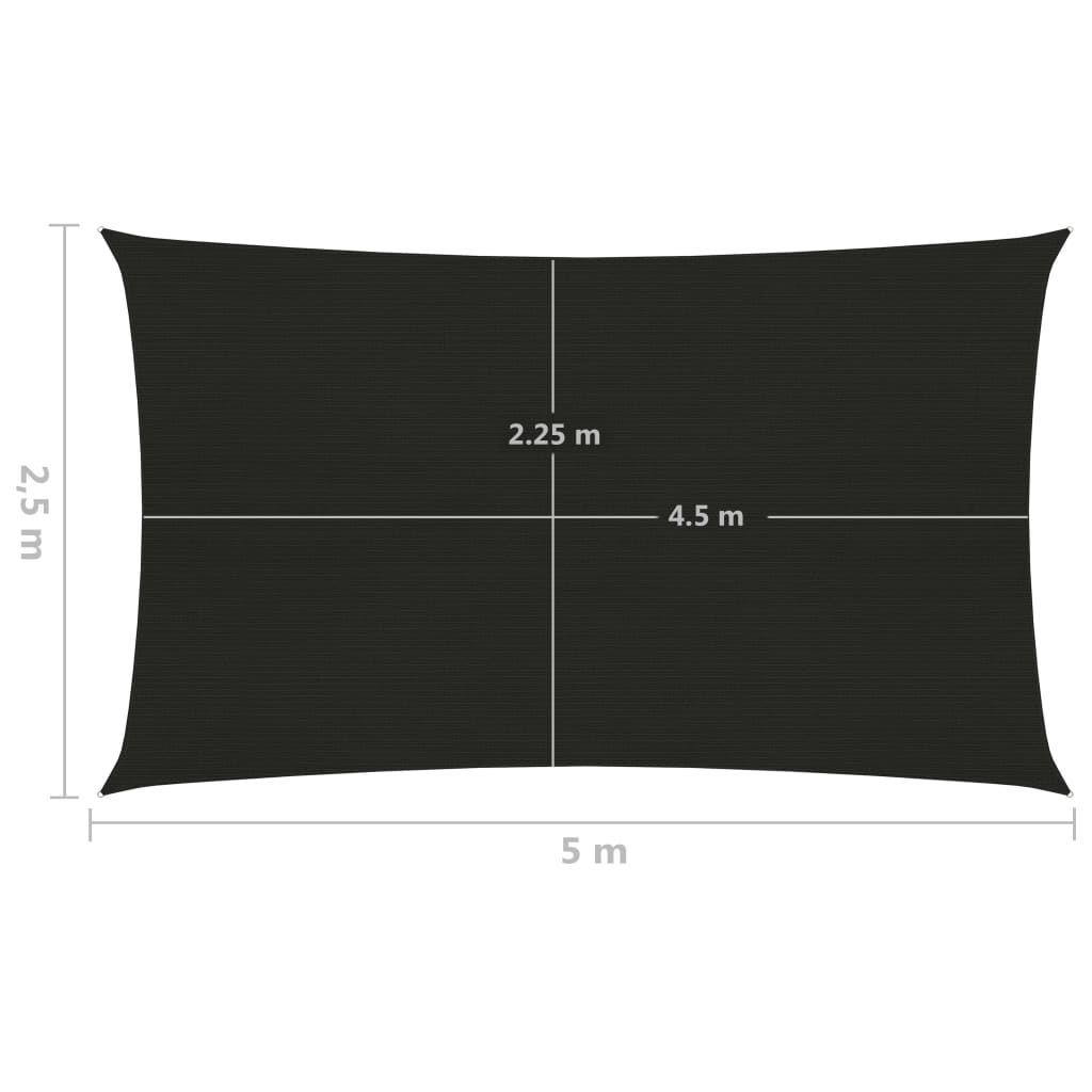 Solseil 160 g/m² svart 2,5x5 m HDPE
