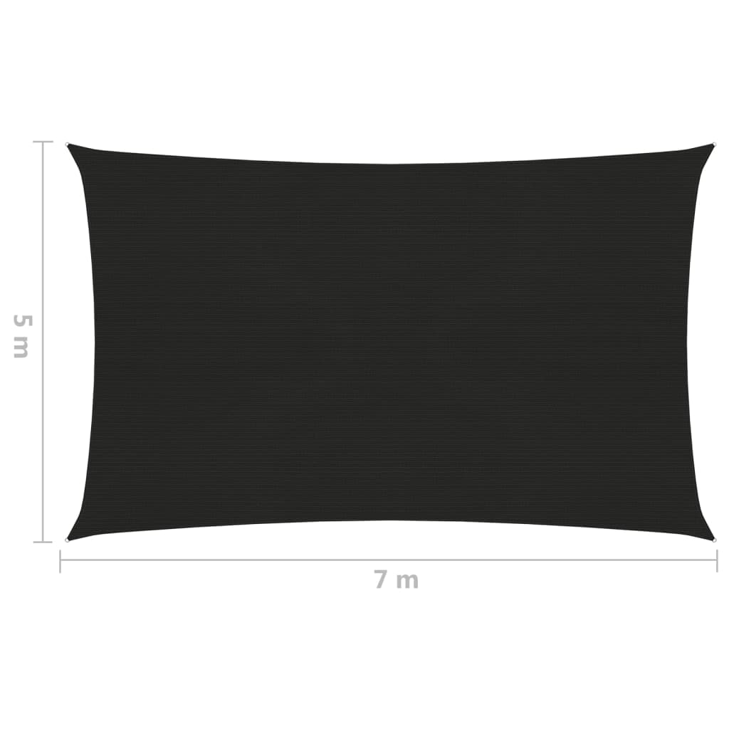 Solseil 160 g/m² svart 5x7 m HDPE