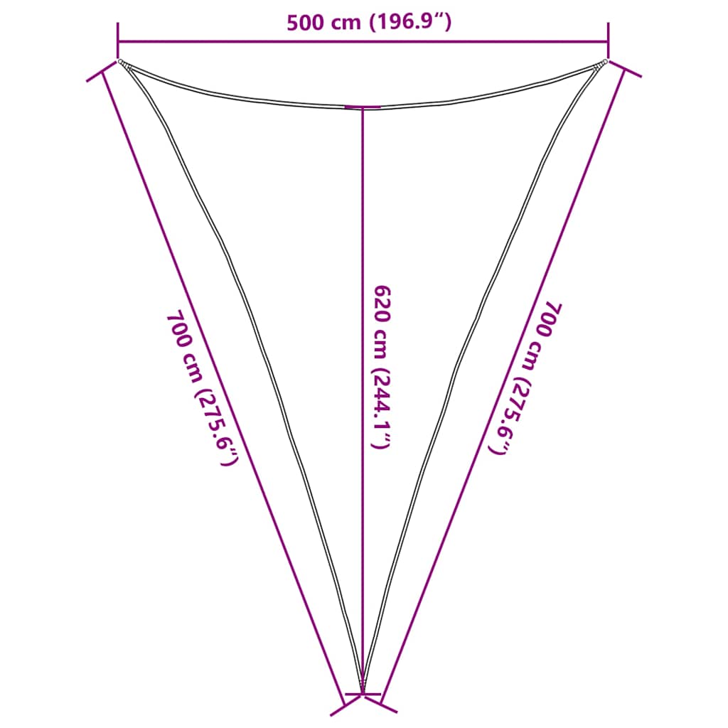 Solseil 160 g/m² trekantet svart 5x7x7 m HDPE