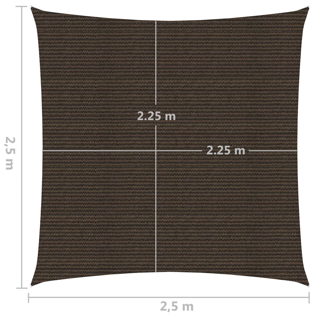 Solseil 160 g/m² brun 2,5x2,5 m HDPE