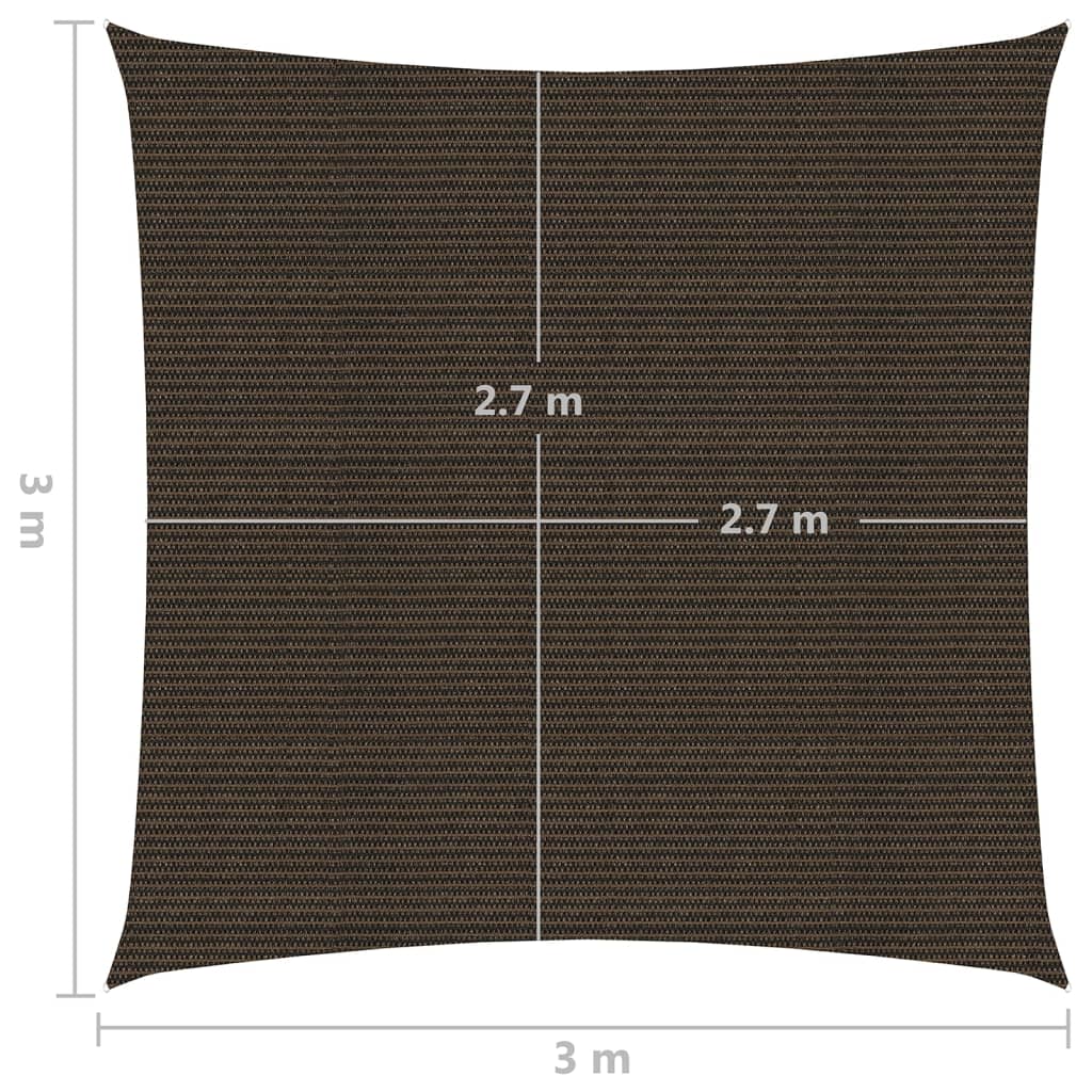 Solseil 160 g/m² brun 3x3 m HDPE
