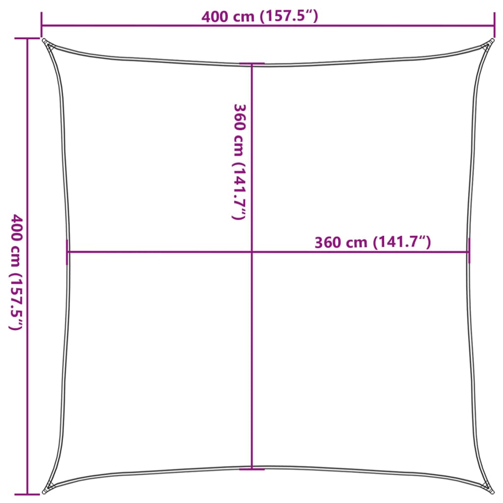 Solseil 160 g/m² brun 4x4 m HDPE
