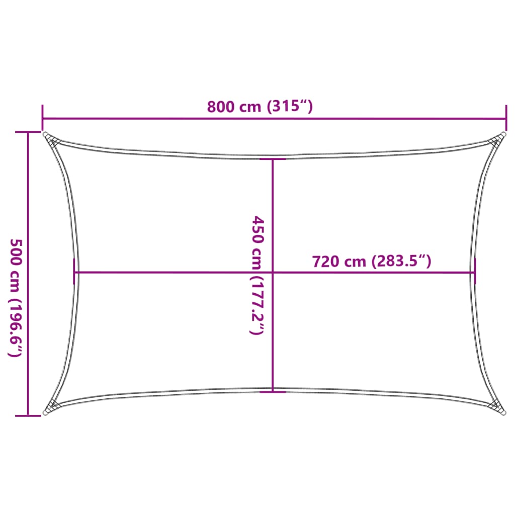 Solseil 160 g/m² brun 5x8 m HDPE