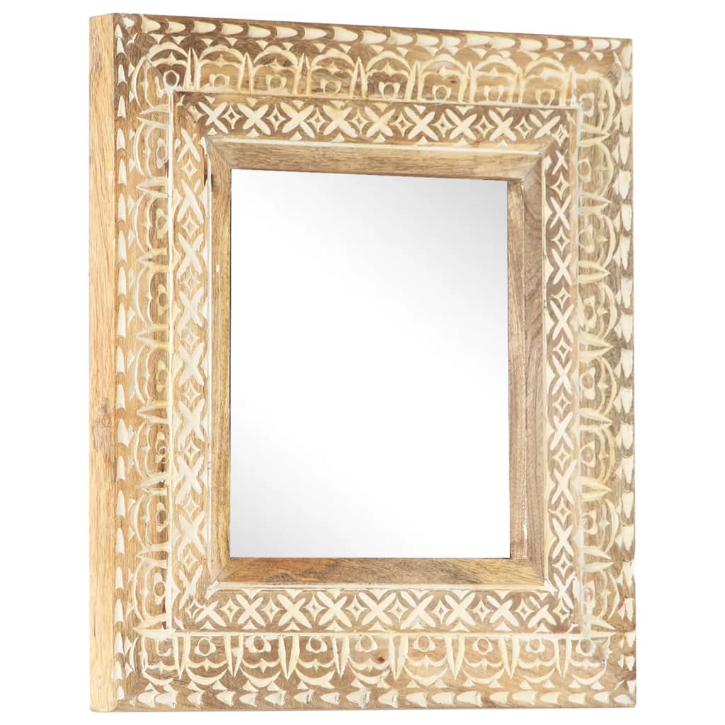 Håndskåret speil 50x50x2,6 cm heltre mango