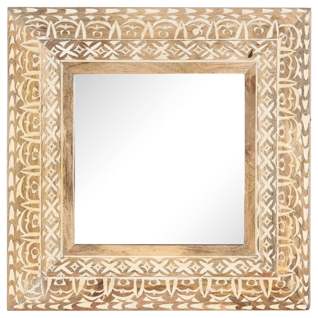 Håndskåret speil 50x50x2,6 cm heltre mango