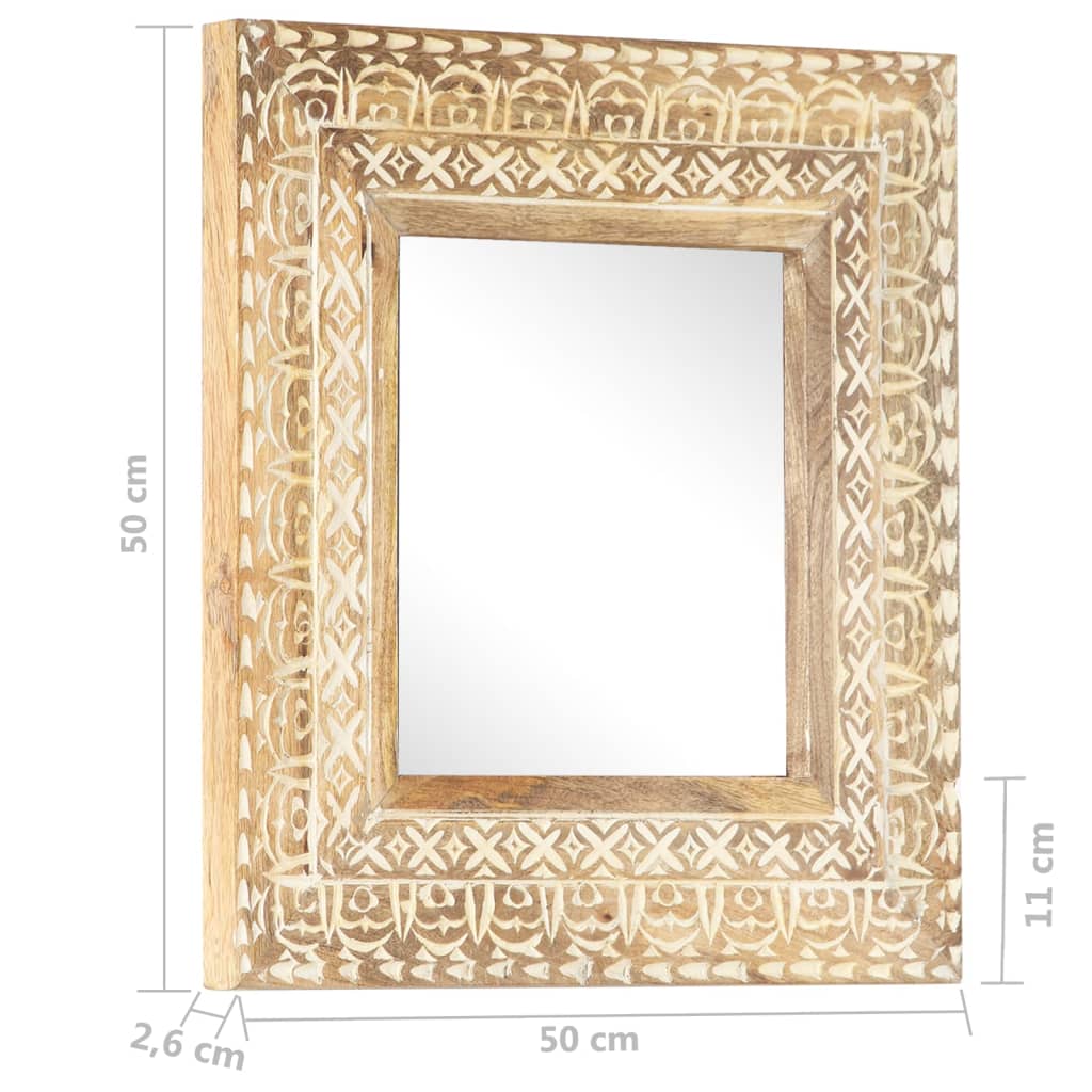 Håndskåret speil 50x50x2,6 cm heltre mango