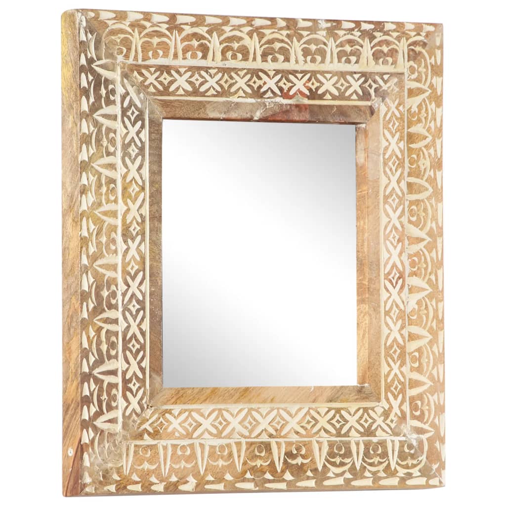 Håndskåret speil 50x50x2,6 cm heltre mango