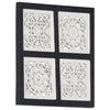 Håndskåret veggpanel MDF 40x40x1,5 cm svart og hvit