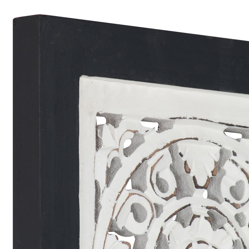 Håndskåret veggpanel MDF 40x40x1,5 cm svart og hvit