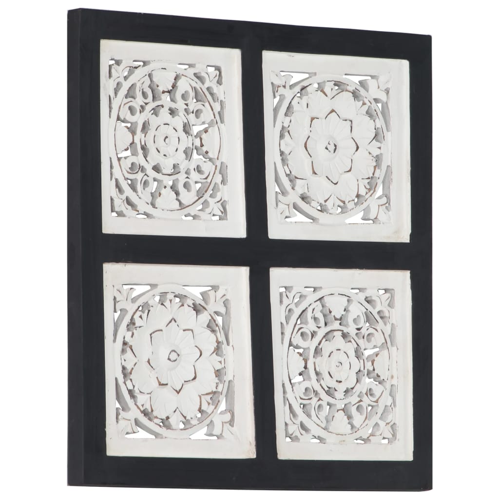 Håndskåret veggpanel MDF 40x40x1,5 cm svart og hvit