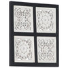 Håndskåret veggpanel MDF 40x40x1,5 cm svart og hvit