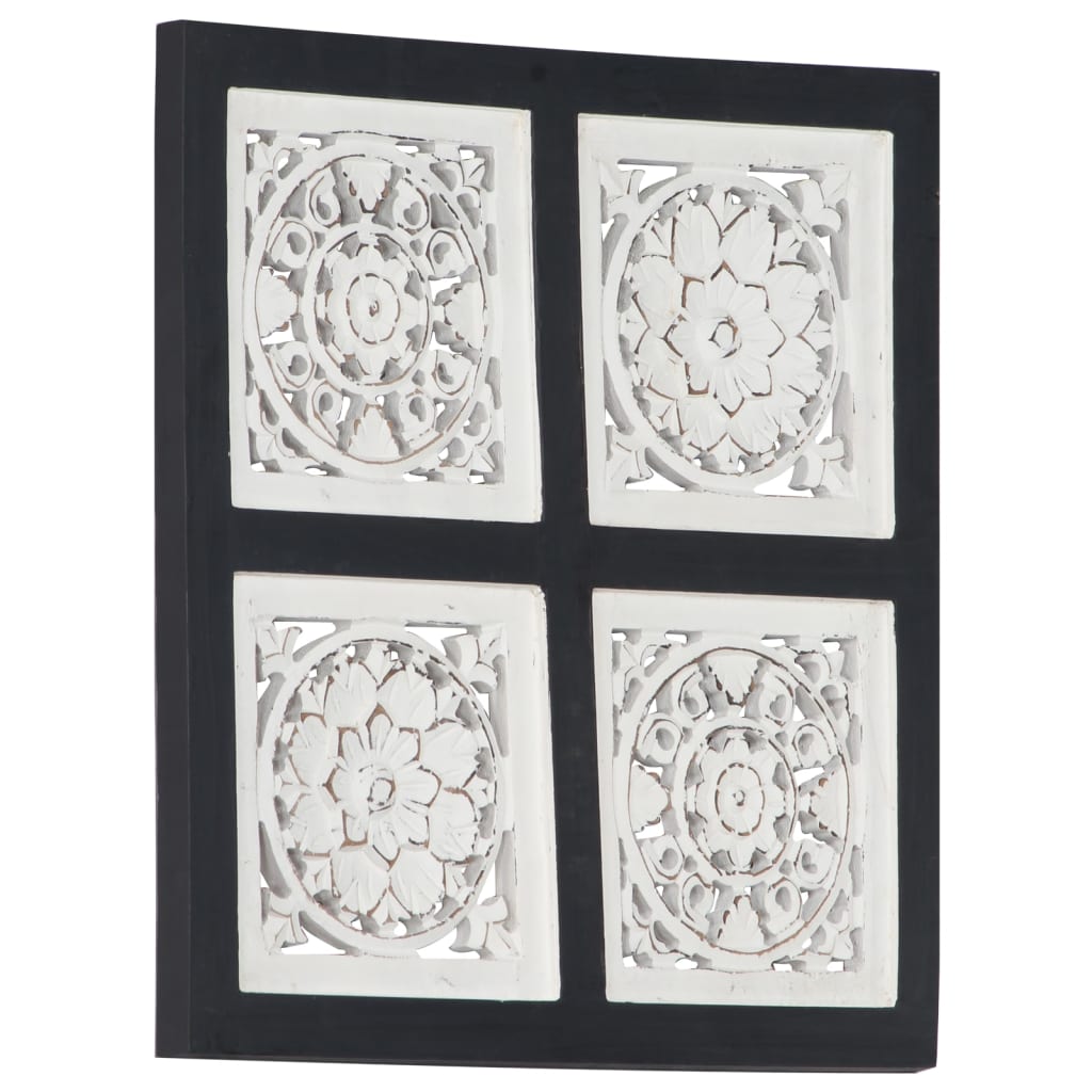 Håndskåret veggpanel MDF 40x40x1,5 cm svart og hvit