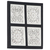 Håndskåret veggpanel MDF 40x40x1,5 cm svart og hvit