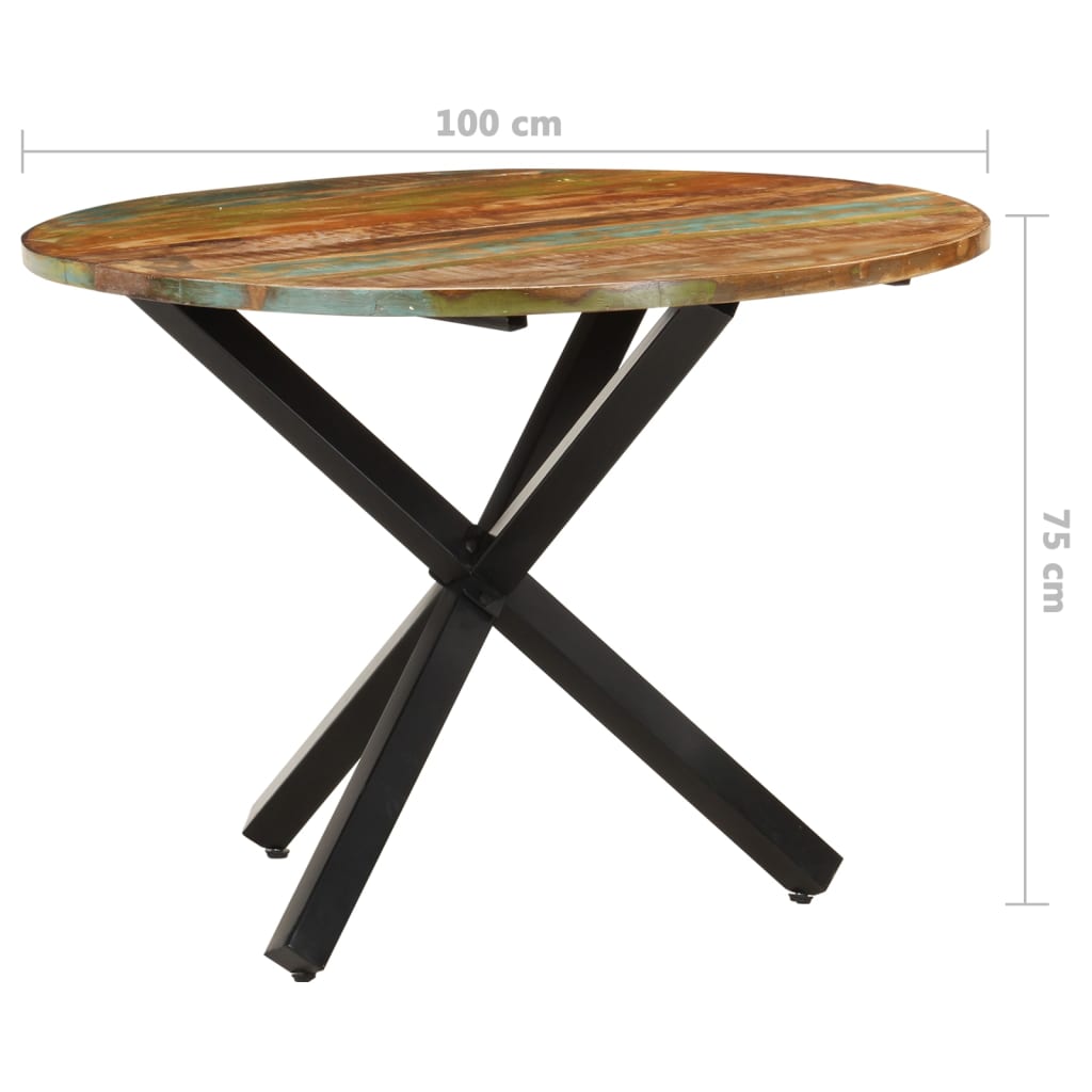 Spisebord rundt 100x100x75 cm gjenvunnet heltre