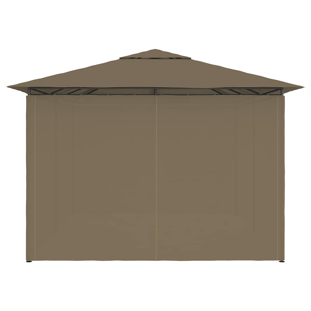 Hagetelt med gardiner 4x3 m gråbrun 180 g/m²