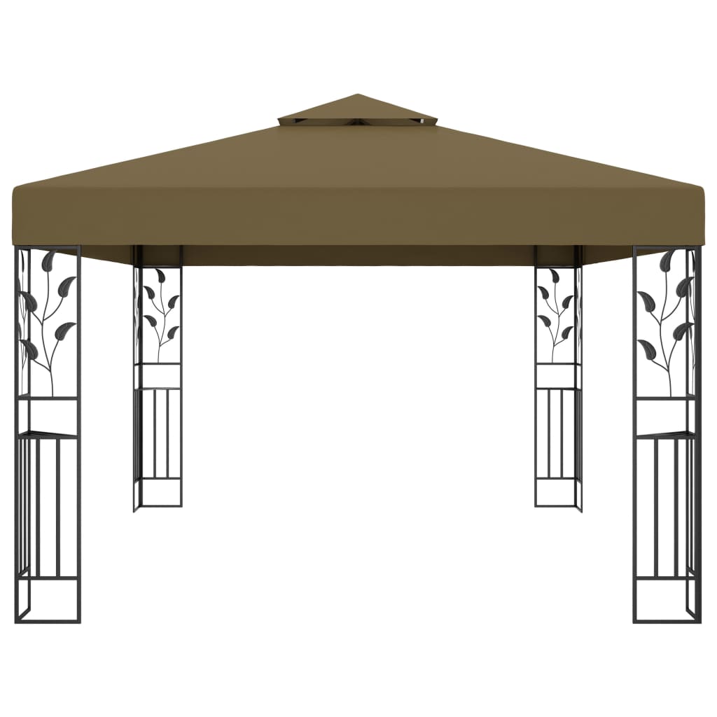 Paviljong med dobbelt tak 3x4 m gråbrun 180 g/m²
