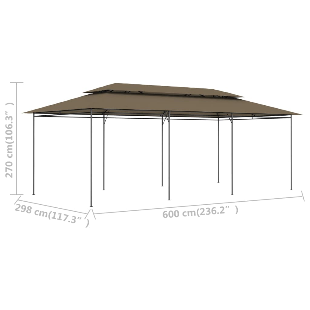 Paviljong 600x298x270 cm gråbrun 180 g/m²