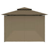 Paviljong med gardiner 600x298x270 cm gråbrun 180 g/m²