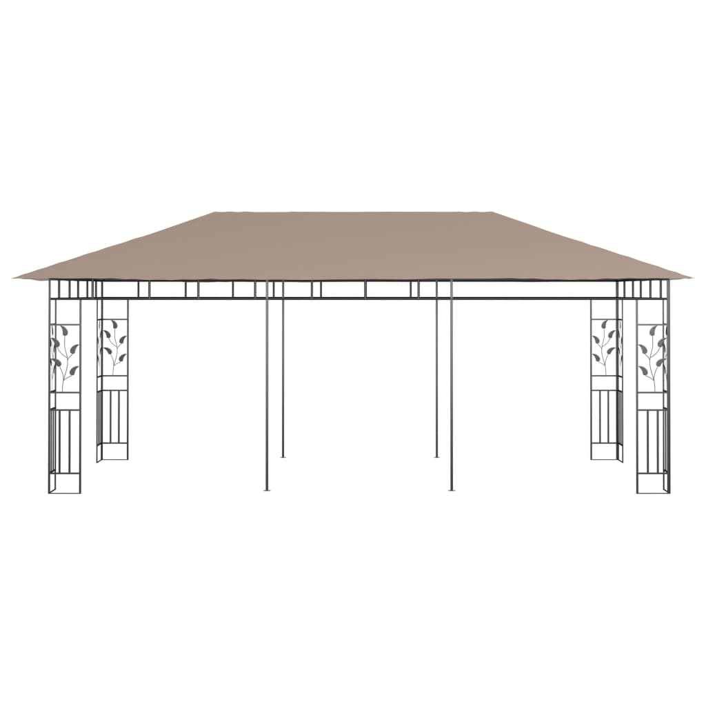 Paviljong med myggnett 6x3x2,73 m gråbrun 180 g/m²