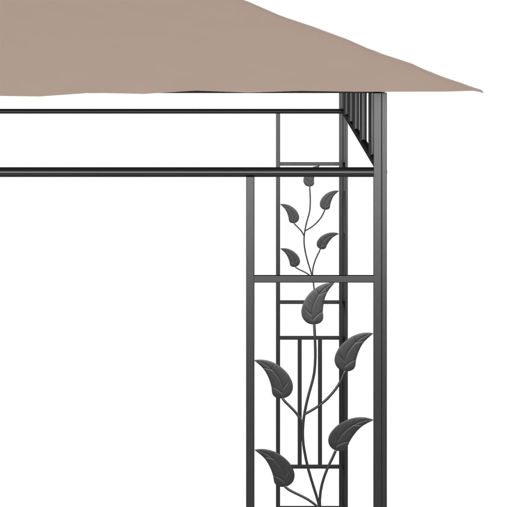 Paviljong med myggnett 6x3x2,73 m gråbrun 180 g/m²