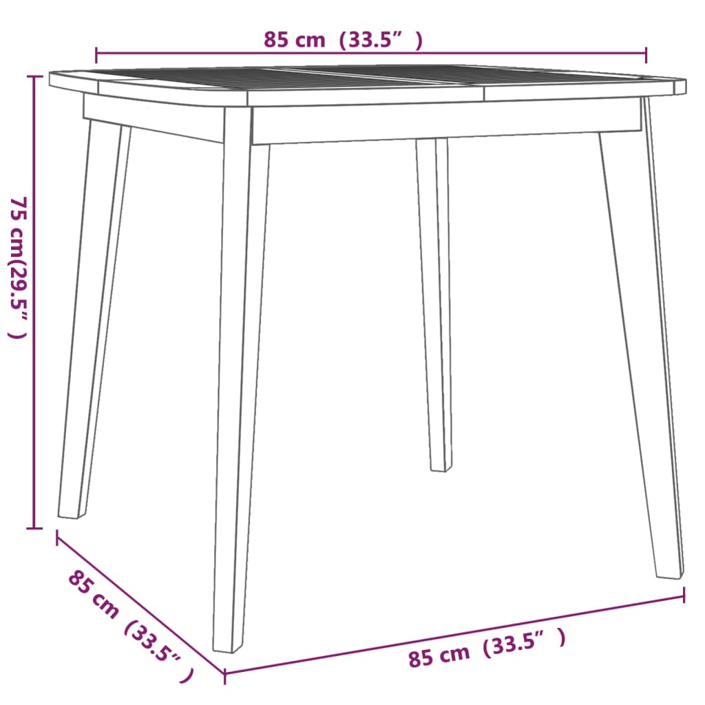 Hagebord 85x85x75 cm heltre akasie