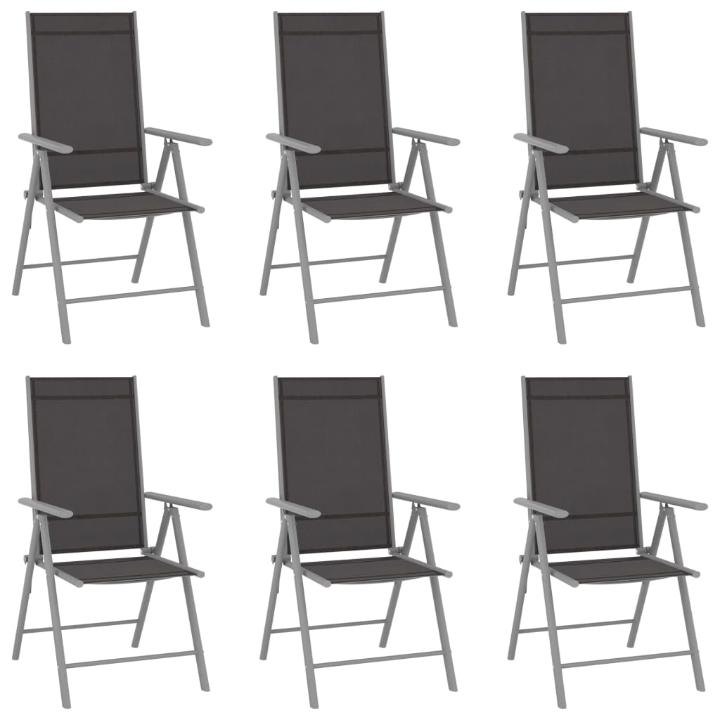 Foldbare hagestoler 6 stk textilene svart
