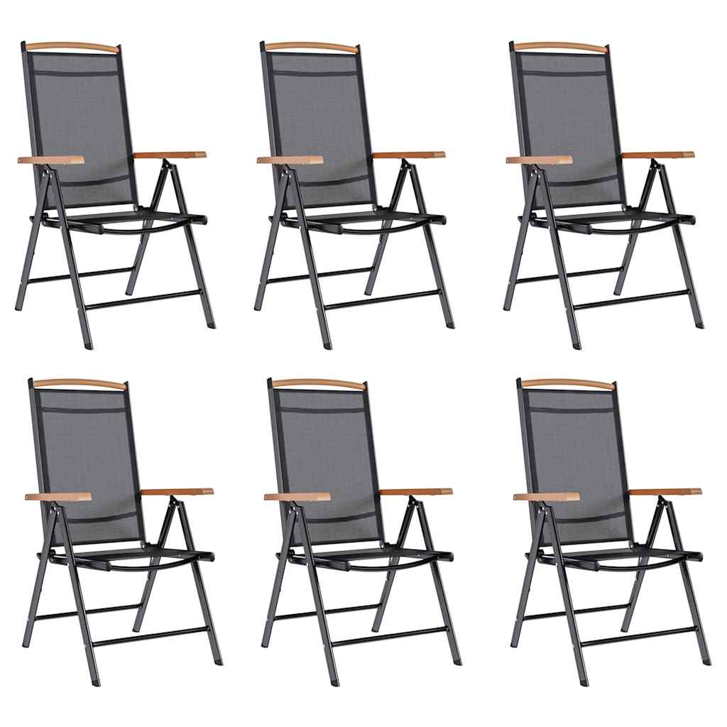 Foldbare hagestoler 6 stk textilene svart