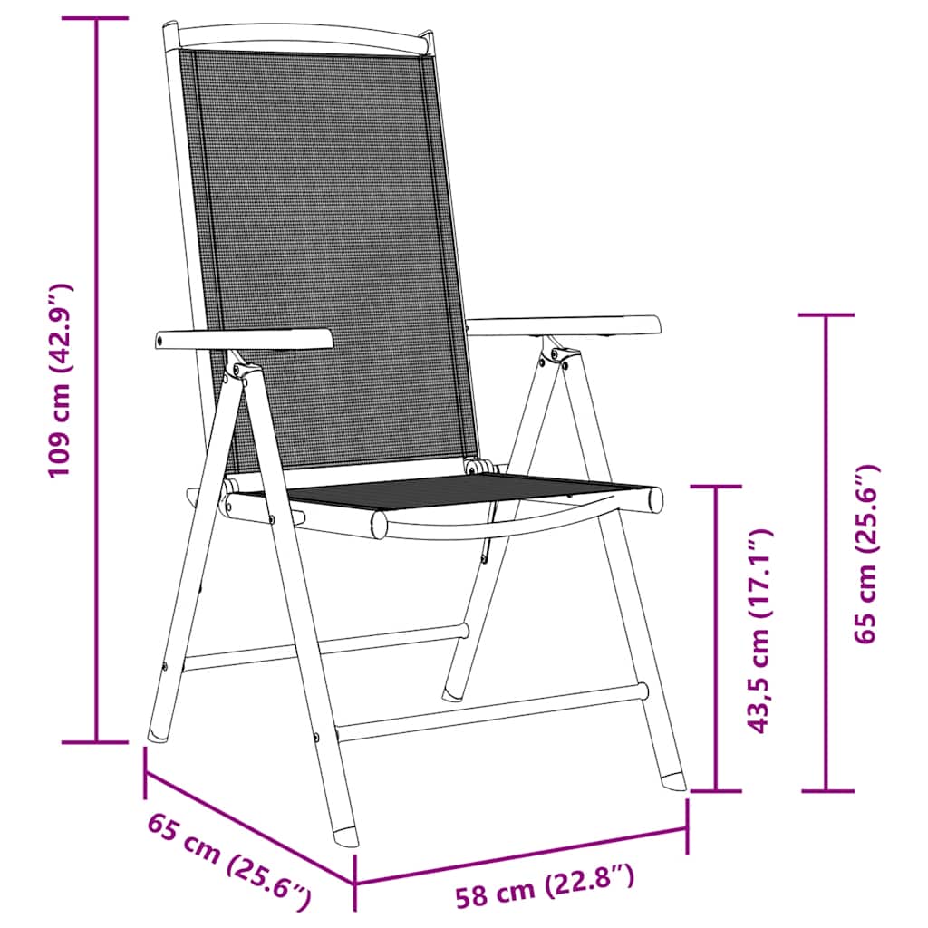 Foldbare hagestoler 6 stk textilene svart