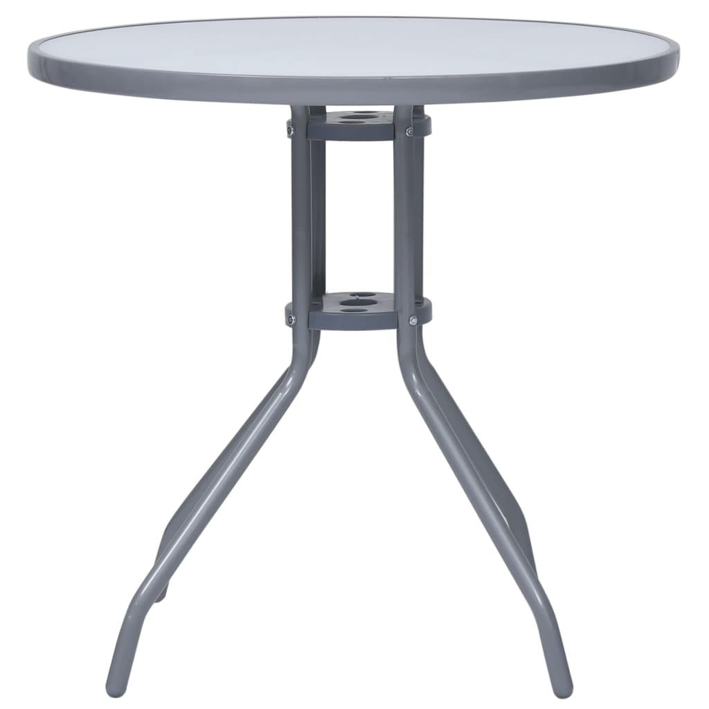 Hagebord lysegrå 80 cm stål og glass