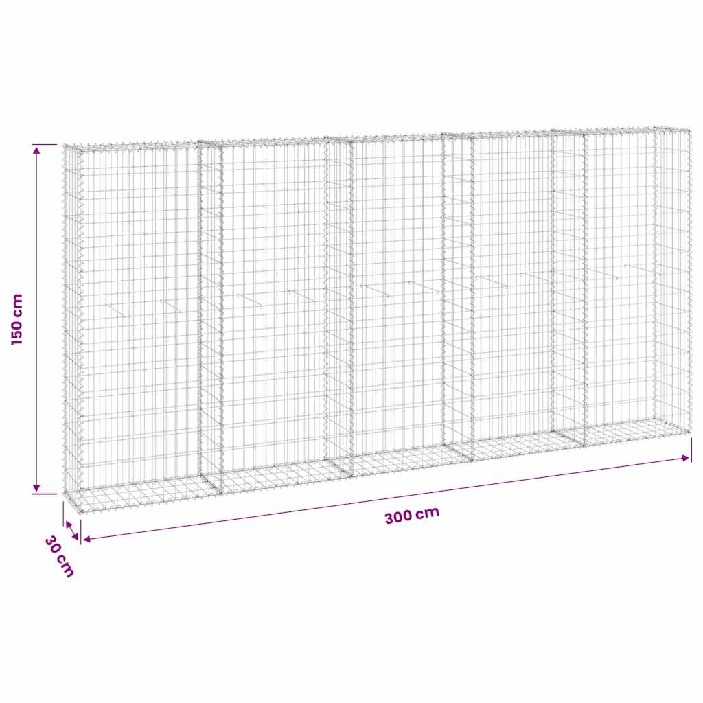 Gabion med dekker galvanisert stål 300x30x150 cm
