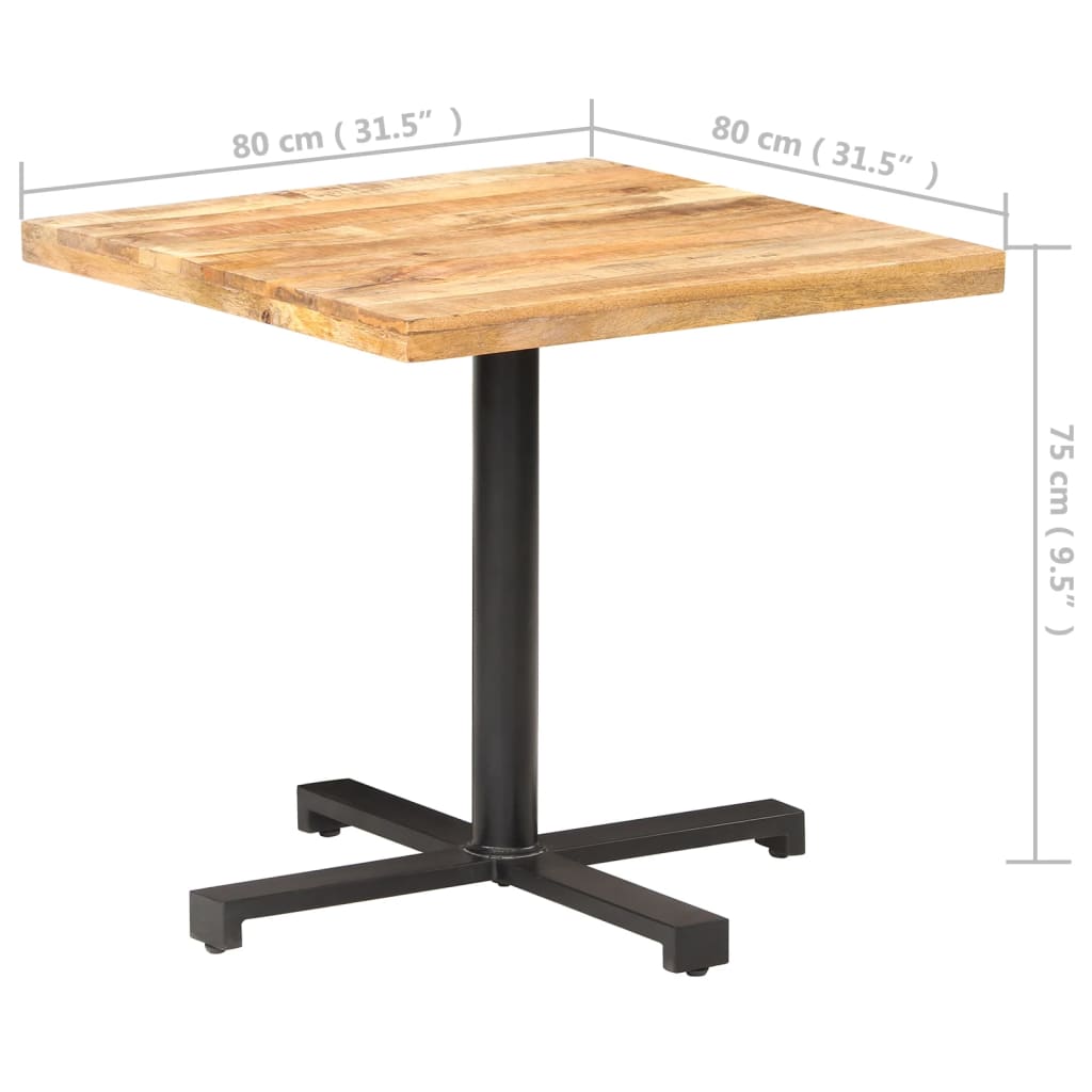 Bistrobord firkantet 80x80x75 cm grovt mangotre
