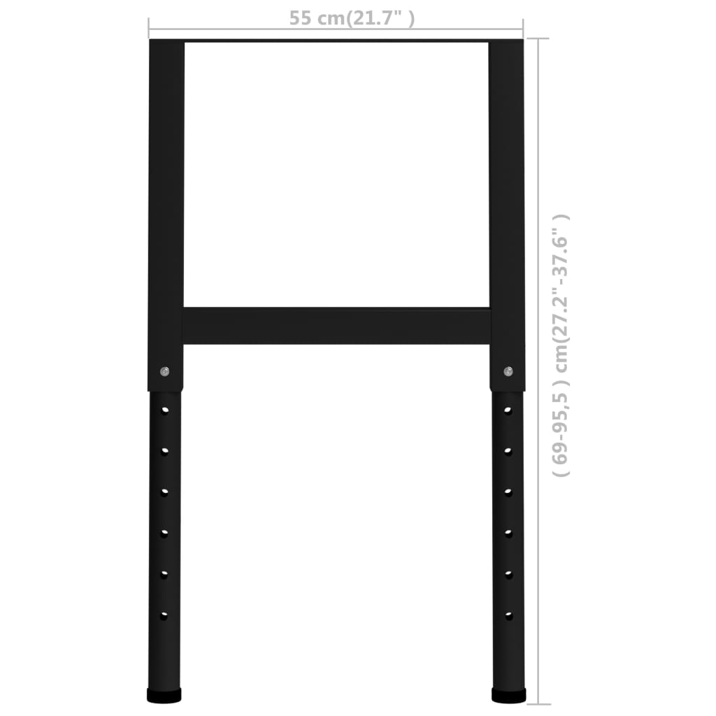 Justerbare arbeidsbenkerammer 2 stk metall 55x(69-95,5)cm svart