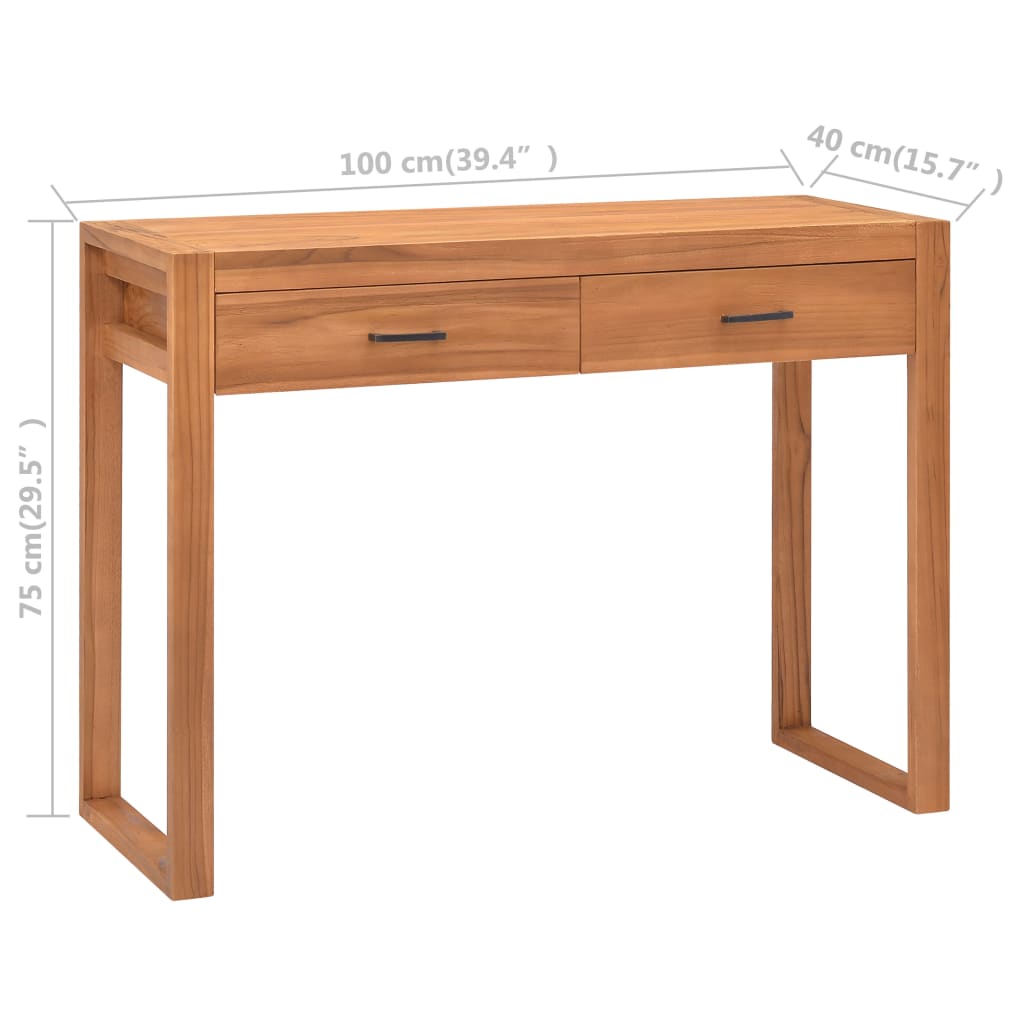 Skrivebord med 2 skuffer 100x40x75 cm teak
