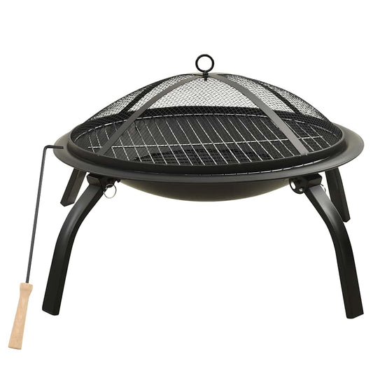 2-i-1 Bålfat og grill med ildrake 56x56x49 cm stål vidaXL