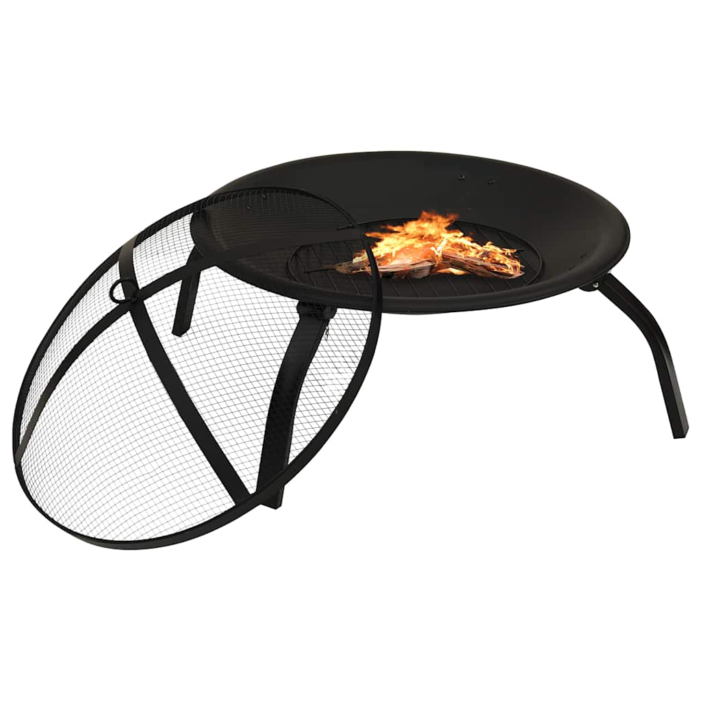 2-i-1 Bålfat og grill med ildrake 56x56x49 cm stål vidaXL