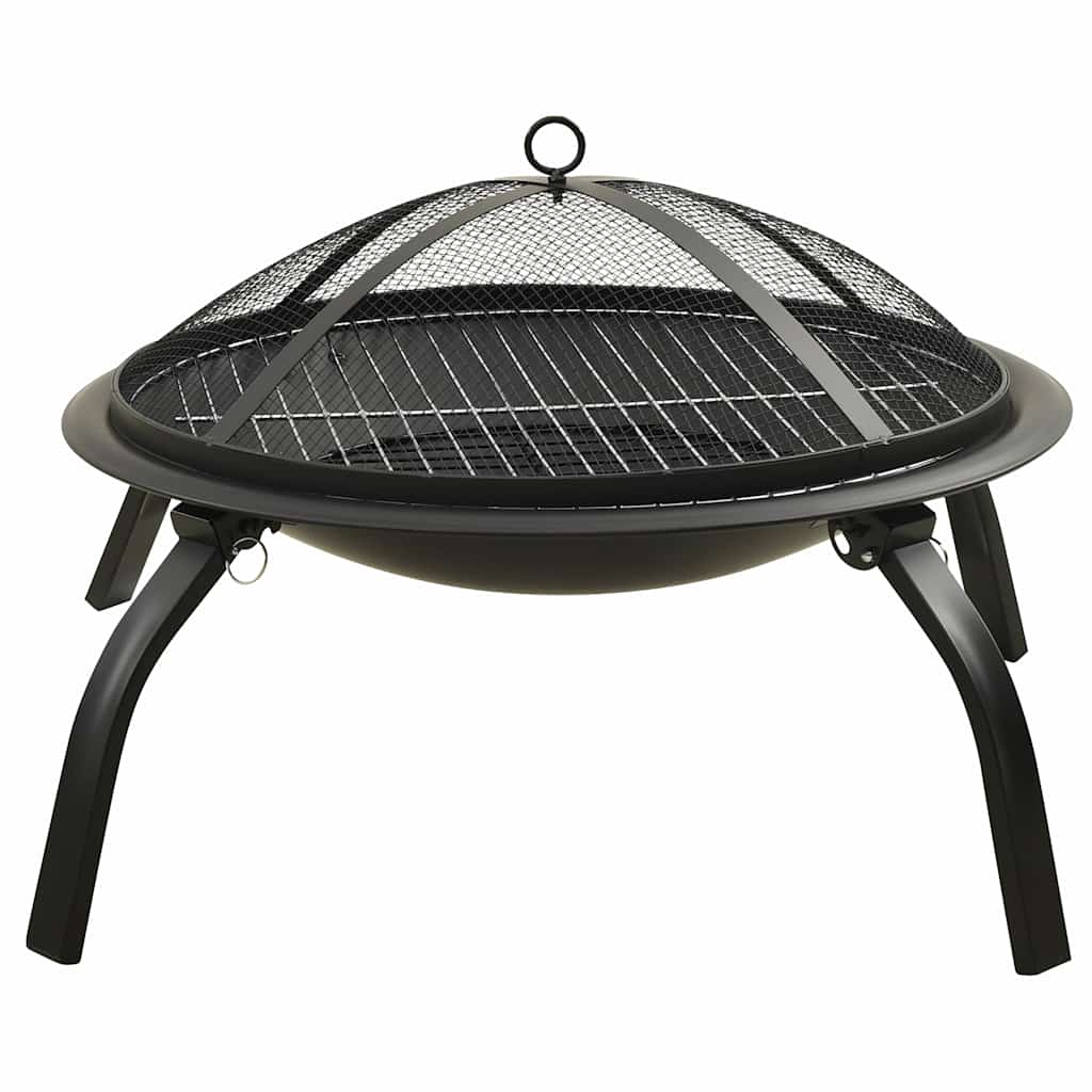 2-i-1 Bålfat og grill med ildrake 56x56x49 cm stål vidaXL