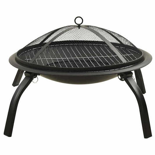 2-i-1 Bålfat og grill med ildrake 56x56x49 cm stål vidaXL