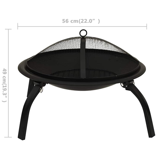 2-i-1 Bålfat og grill med ildrake 56x56x49 cm stål vidaXL