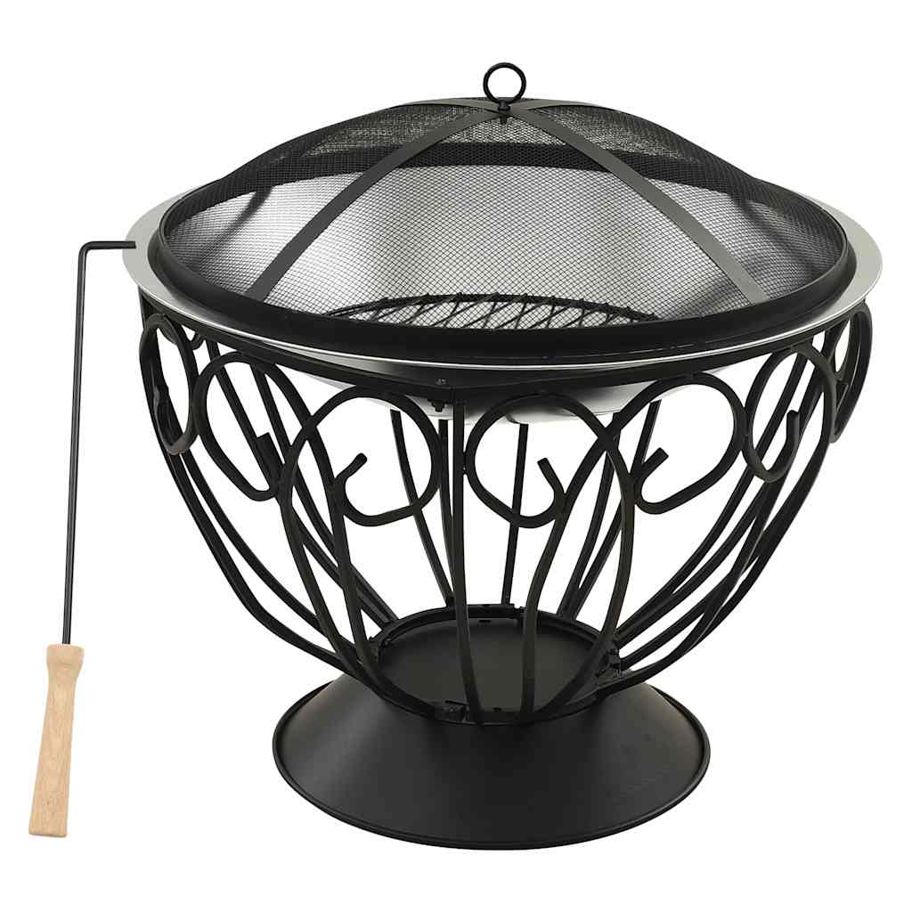 2-i-1 Bålfat og grill med ildrake 59x59x60 cm rustfritt stål