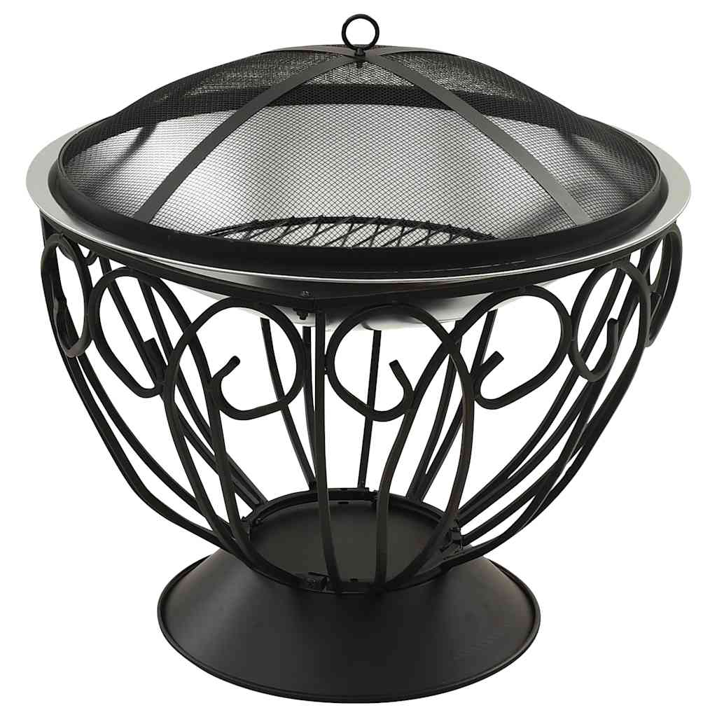 2-i-1 Bålfat og grill med ildrake 59x59x60 cm rustfritt stål