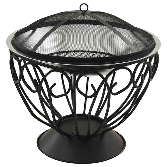 2-i-1 Bålfat og grill med ildrake 59x59x60 cm rustfritt stål