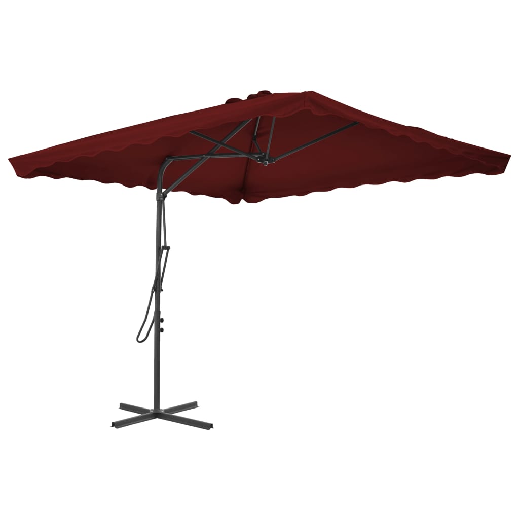Hageparasoll med stålstang vinrød 250x250x230 cm vidaXL