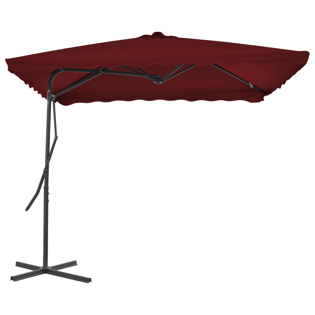 Hageparasoll med stålstang vinrød 250x250x230 cm vidaXL