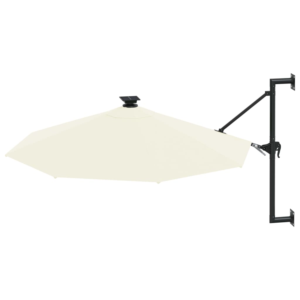 Vegghengt hageparasoll med LED 300 cm sand