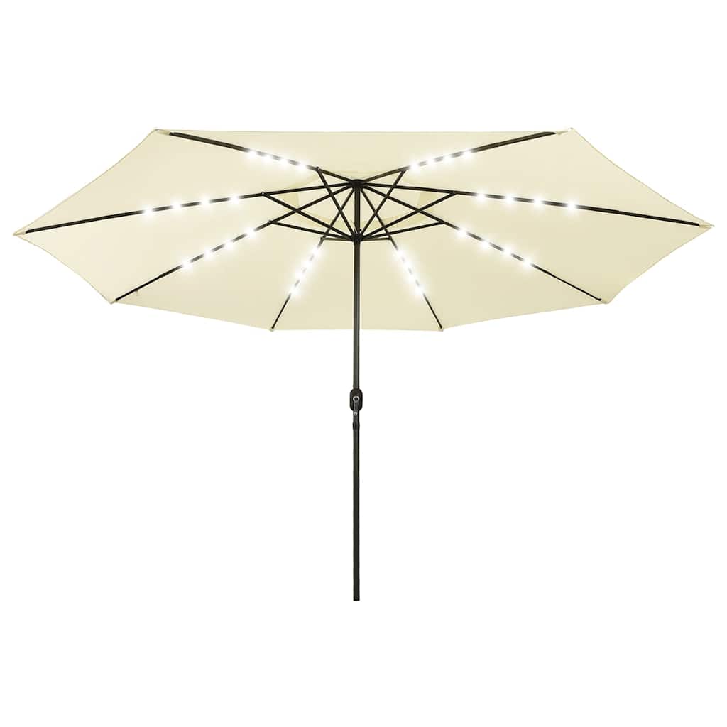 Hageparasoll med LED-lys 400 cm sand vidaXL