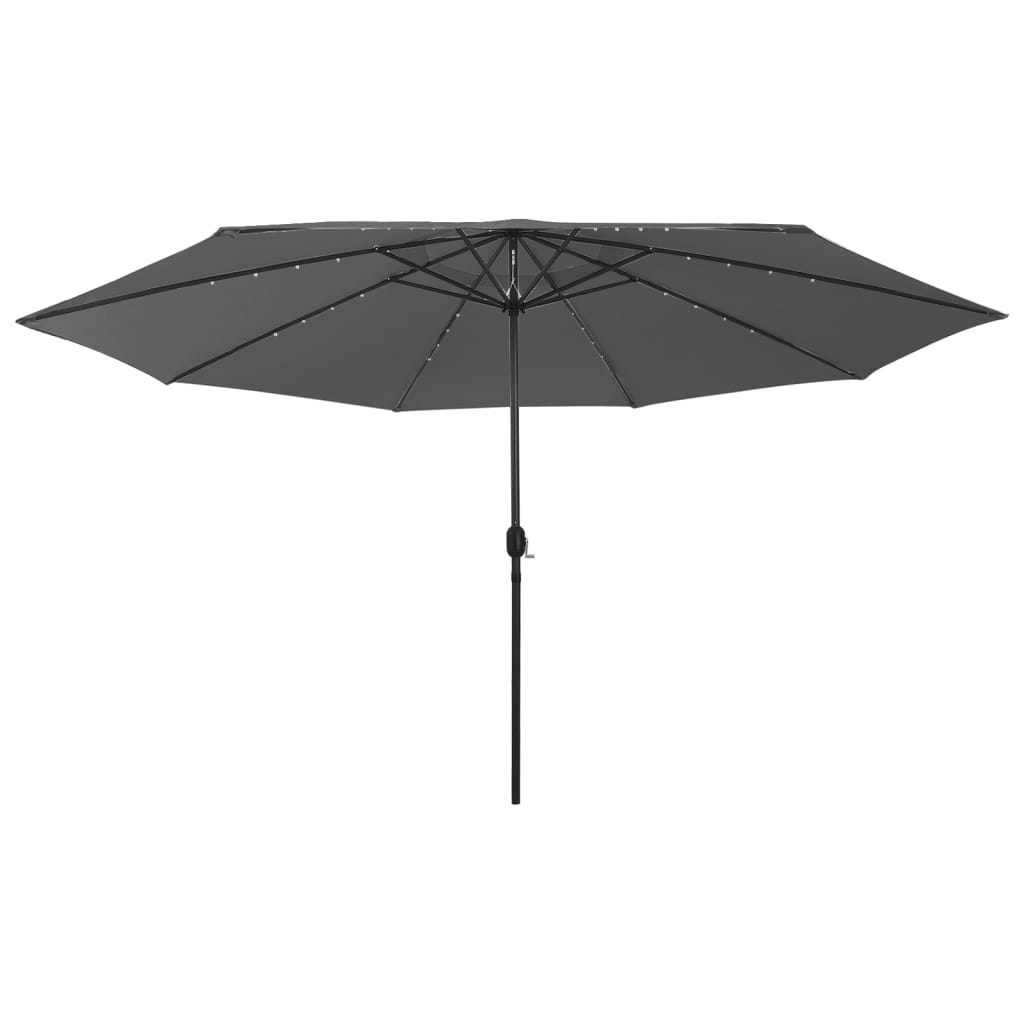 Hageparasoll med LED-lys 400 cm antrasitt